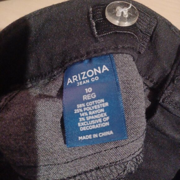 Arizona Solid Black Jeggings Size 10 Regular Adj. Waist Straight Leg - Picture 4 of 4